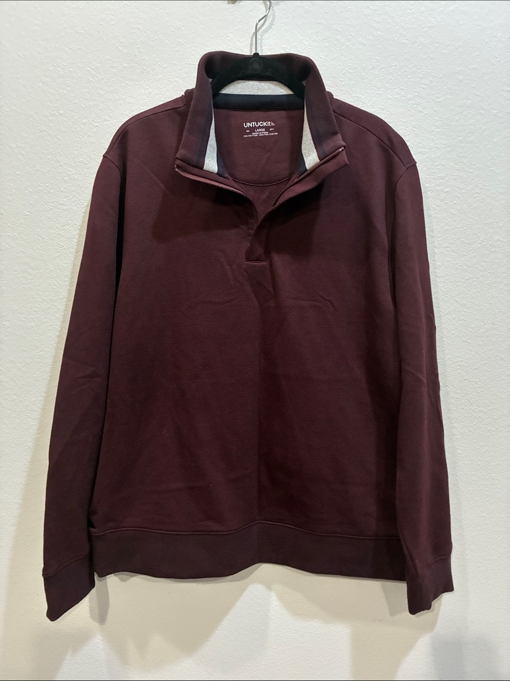 UNTUCKit Men's Quarter-Zip Pullover Sweater - Deep Burgundy